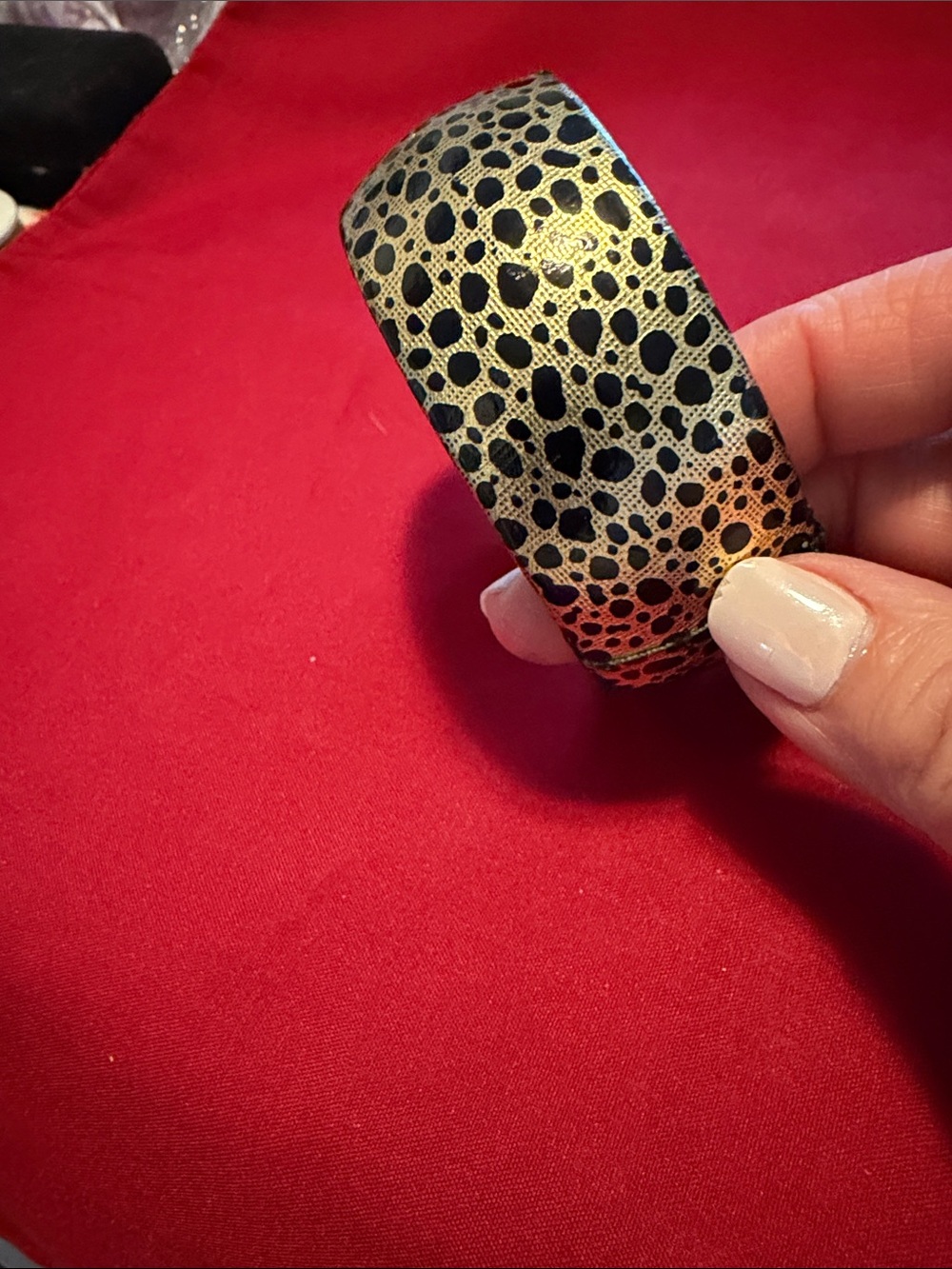 Leopard Print Wide Bangle Bracelet in Gold and Black good condition